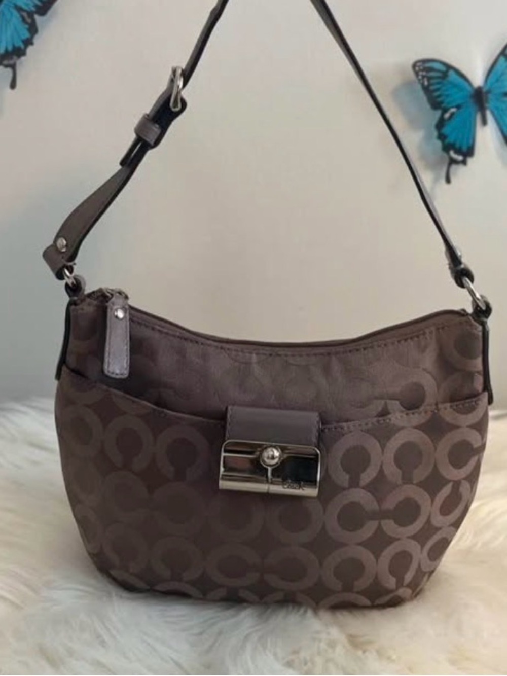 Vintage Coach Kristin Opt Art Satin Top Handle Pouch